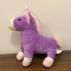 Purple Unicorn 12" Wide Plush Pink Tail Fun Stuff Inc Stuffed Animal